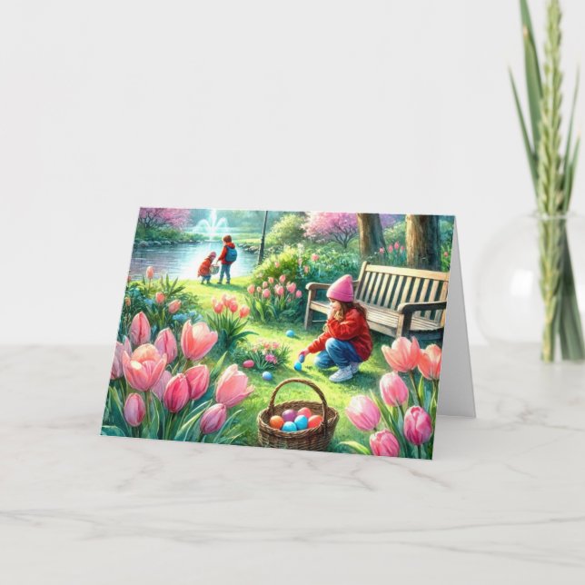 Viktat gratulationskort för Glad påsk för barn Kort (Framsida)