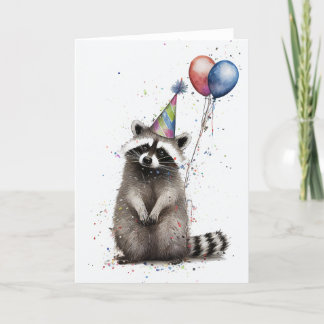 Viktat gratulationskort för Raccoon Födelsedagsfes Tack Kort