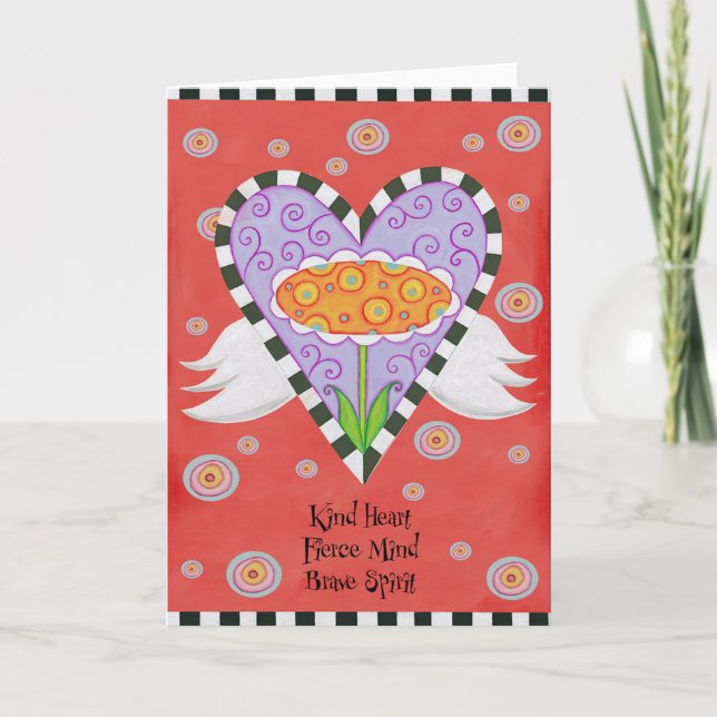 Viktat hjärthälsningskort (rött) helgkort (Framsida)