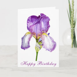Viktat kort för Bright Lila Iris Birthday