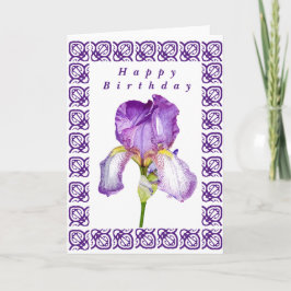 Viktat kort för Bright Lila Iris Grattis på födels