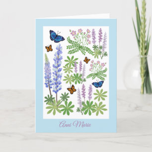 Viktat kort för vilda blommor och fjärilar i mor