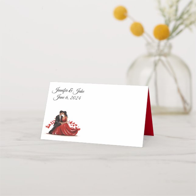 Viktat Namn-platskort - par Bröllop Placeringskort (Framsida)