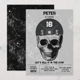 Viktat plåt Skullträning Bodybuilding Birthday Inbjudningar