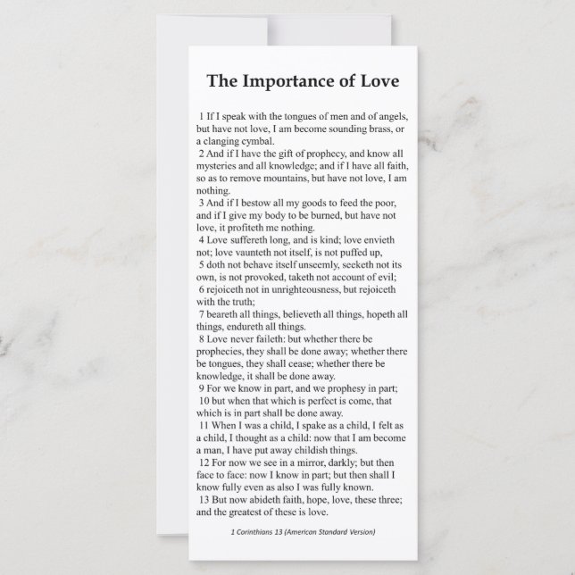 Vikten av Kärlek Prayer Card (Framsida)