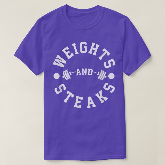 Vikter och Steaks Funny Gym Motivational  T Shirt (Design framsida)