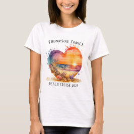 Viktfärgad Heart Beach Family Cruise Vacacation T Shirt