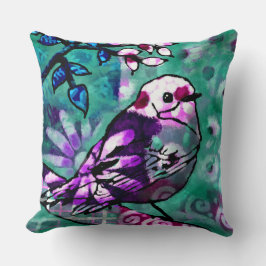 Viktig Abstrakt Fågelskyddande Blommigt Teal Lila Kudde