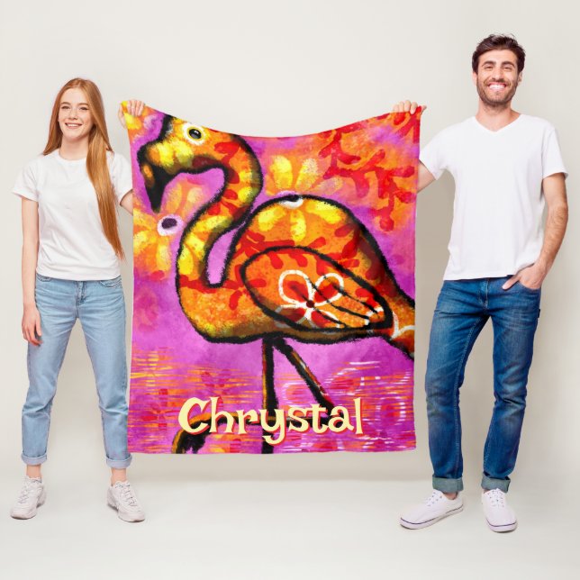 Viktig Abstrakt Flamingo Bird Personlig Fleecefilt (På plats)