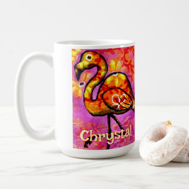 Viktig Abstrakt Flamingo Bird Personlig Kaffemugg (Med munk)