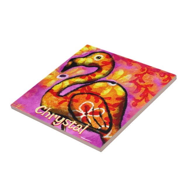Viktig Abstrakt Flamingo Bird Personlig Kakelplatta (Sidan)
