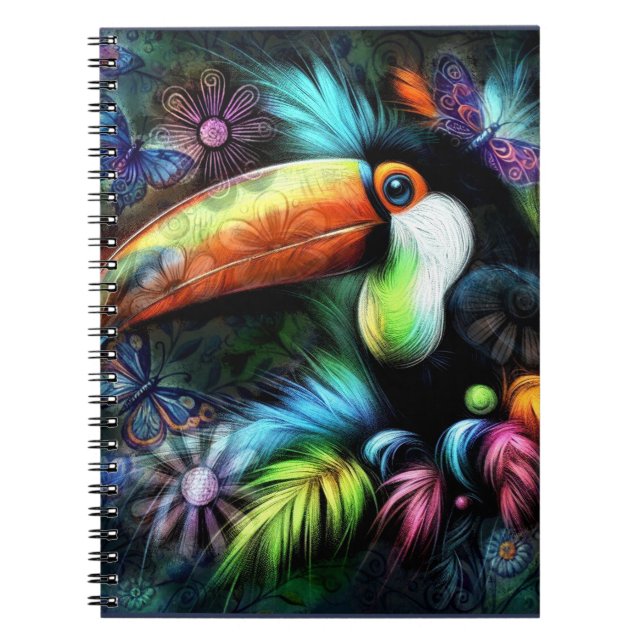 Viktig Abstrakt Toucan Bird Toucans Teal Orange Anteckningsbok (Framsidan)