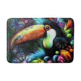 Viktig Abstrakt Toucan Bird Toucans Teal Orange Badrumsmatta