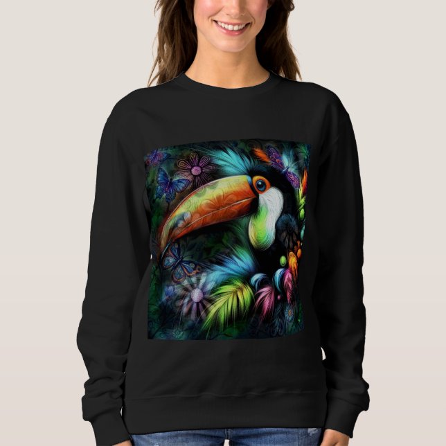 Viktig Abstrakt Toucan Bird Toucans Teal Orange T Shirt (Framsida)