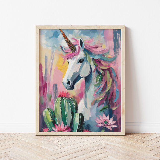 Viktig Abstrakt Unicorn och Succulents Poster (Skapare uppladdad)