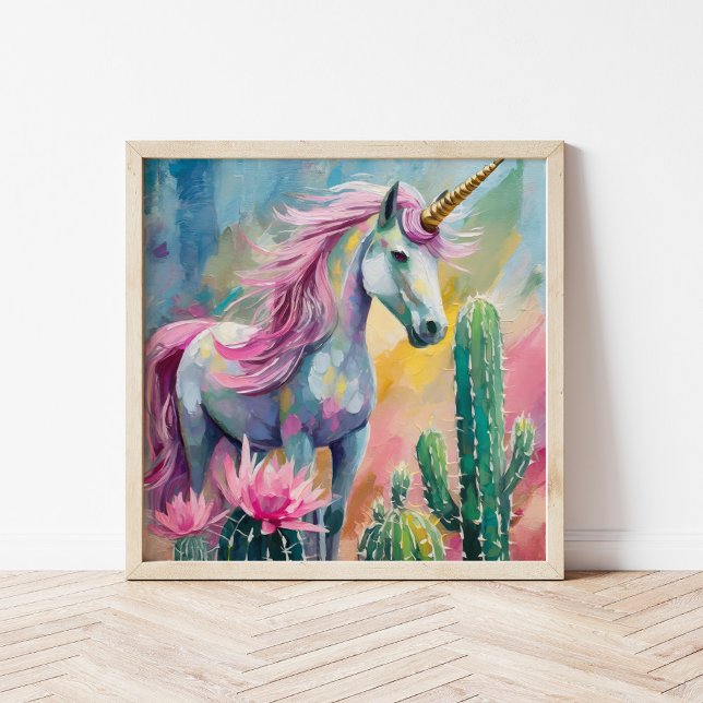 Viktig Abstrakt Unicorn och Succulents Poster (Skapare uppladdad)