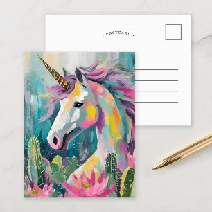 Viktig Abstrakt Unicorn och Succulents Vykort