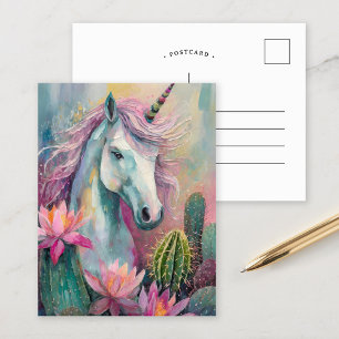 Viktig Abstrakt Unicorn och Succulents Vykort