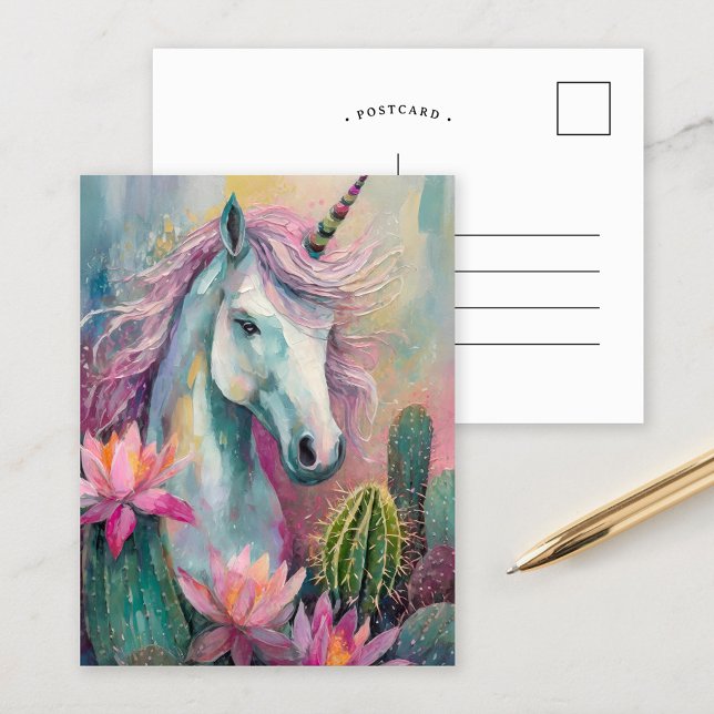 Viktig Abstrakt Unicorn och Succulents Vykort (Skapare uppladdad)