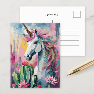 Viktig Abstrakt Unicorn och Succulents Vykort