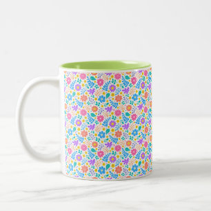 Viktig blommigt, färgstark blomma mugg