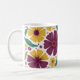 Viktig Blommigt med Lila- och Gult-blommor Kaffemugg