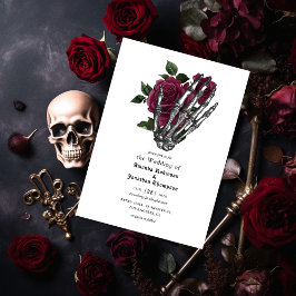Viktig Blommigt Skeleton Gothic Bröllop Inbjudningar