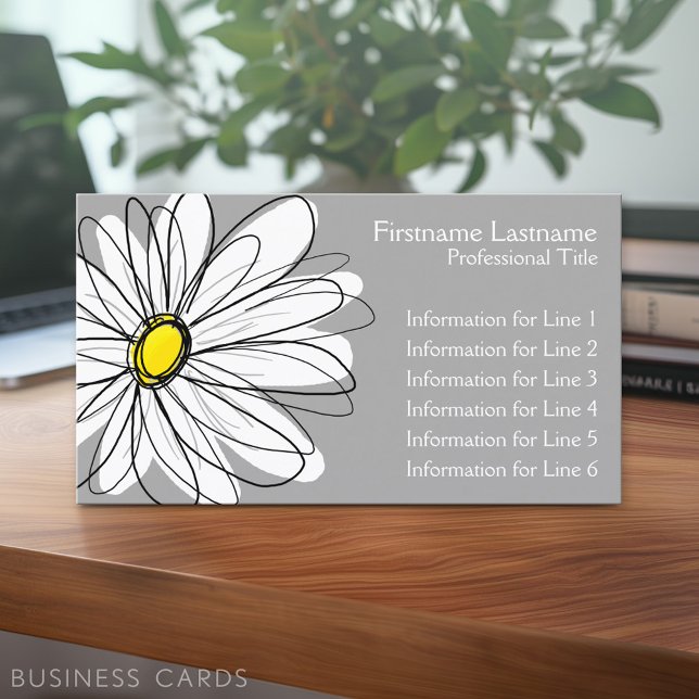 Viktig Daisy - gult grått Visitkort (Custom Business Card - Online Template Plus Low Quantity Printing)