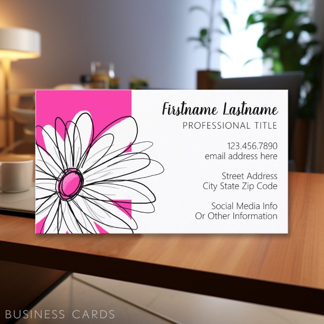 Viktig Daisy med modernt skriptteckensnitt - shock Visitkort (Personalized Printed Business Cards)