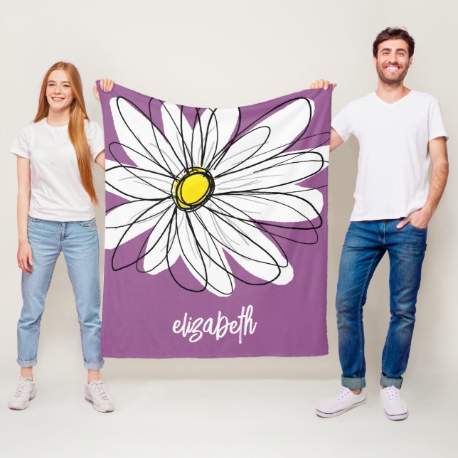Viktig Daisy - orchid - trendig-skript namn Fleecefilt (På plats)