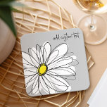 Viktig Daisy - orchid - trendig-skript namn Underlägg Papper Kvadrat<br><div class="desc">En frusen och vismisk teckning i en daisy. Det moderna linjer är handritat och innehåller vita blad och en gult för blomman. Bakgrunden är ett mjukt grått - och namn är ett trendig-skript. Du kan lägga till namn, monogram eller annan anpassningsbar. Om du vill flytta runt bilden klickar du på...</div>