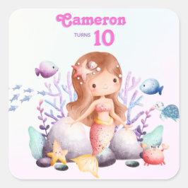 Viktig Elegant under Sjöjungfrun om hav Fyrkantigt Klistermärke