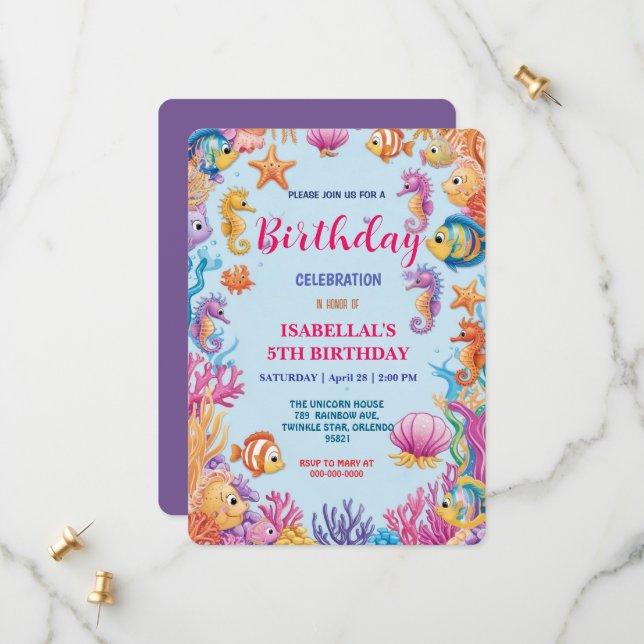 Viktig färglös sjöfisksfödelsedag spara datumet (Fram/Back In Situ)