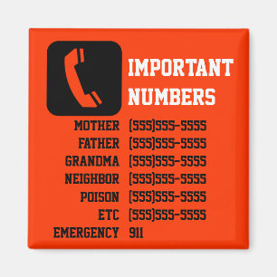 Viktig för barn för kontakt info, babysitter etc magnet