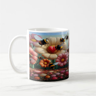 Viktig Gult Be Mine Valentines Blommigt Skriv ut Kaffemugg