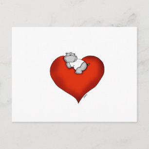 Viktig hippo på hjärtat vykort