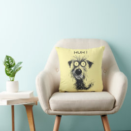Viktig Hund HUH! Funny Sketch Dekorativ kudde
