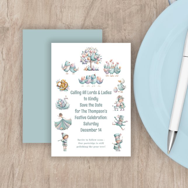 Viktig illustration 12 dagar jul spara datumet (Front and back view)