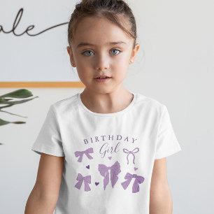 Viktig Lila Bows Birthday Girl T Shirt