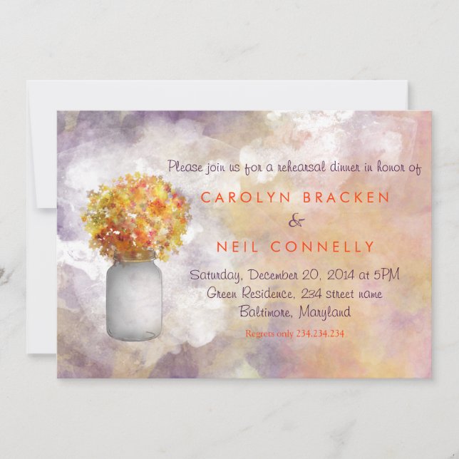 Viktig Masonburk/Gula blommor repetitionsmiddag Inbjudningar (Framsida)