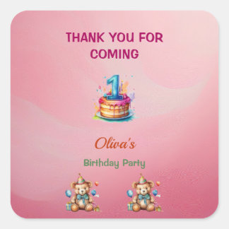 Viktig Nalle 1:a födelsedag Fyrkantigt Klistermärke