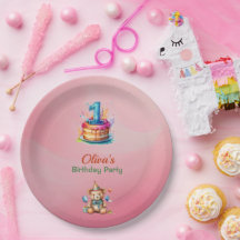 Viktig Nalle 1:a födelsedag Pappra Tallrikar