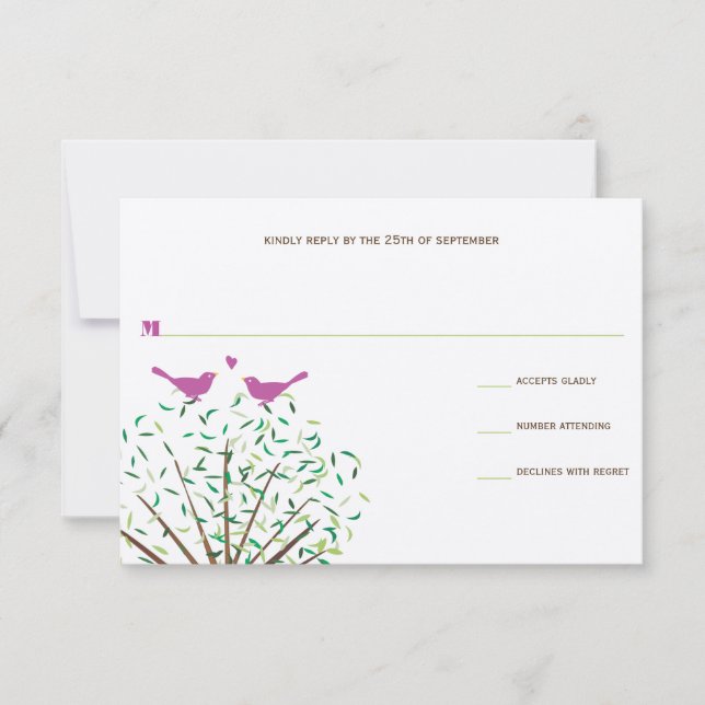 Viktig Orange och Fuchsia Love Bird Träd OSA Kort (Framsida)