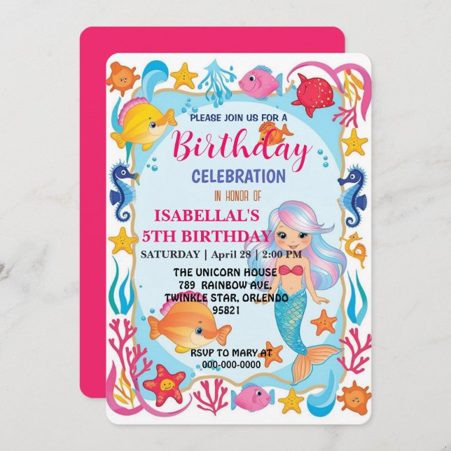 Viktig regnbåge sjöjungfru bläckfisk stjärna födel spara datumet (Fram/baksida)