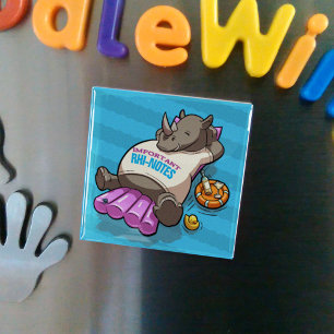 Viktig Rhi-notes Funny Relaxed Rhino Tecknad Magnet