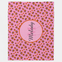 Viktig rosa cheetah Animal Print Monogram Fleecefilt