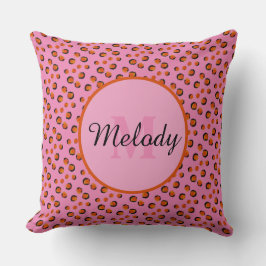 Viktig rosa cheetah Animal Print Monogram Kudde