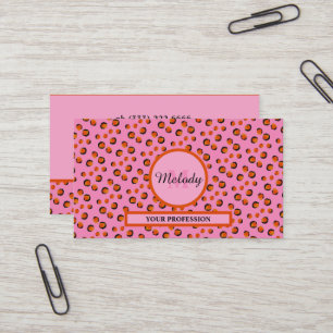 Viktig rosa Leopard Animal Print Monogram Visitkort