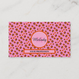 Viktig rosa Leopard Animal Print Monogram Visitkort