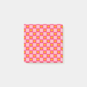 Viktig Rosa Red Heart- kontrollerad retro Post-it Block